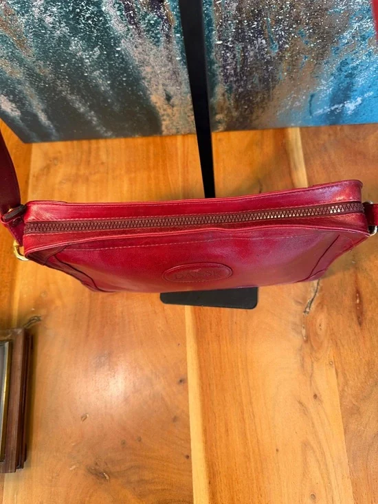 Dansk Vintage 1990s Minimalist Leather Crossbody Bag Burgundy (GUC) - Picture 7 of 16